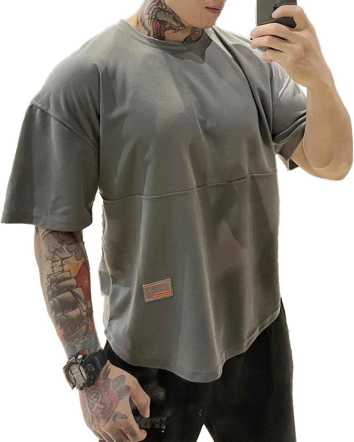 maytopia Mens Gym Workout Tshirt,Quick Dry Loose Fit Muscle Shirts,Athletic Short Sleeve Running Fitness Tee