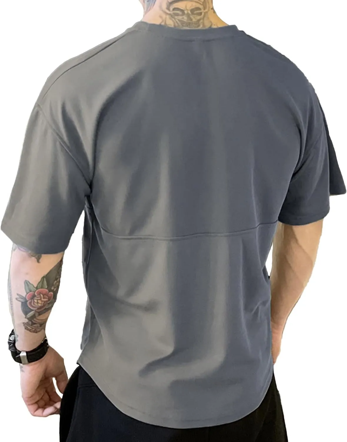 maytopia Mens Gym Workout Tshirt,Quick Dry Loose Fit Muscle Shirts,Athletic Short Sleeve Running Fitness Tee