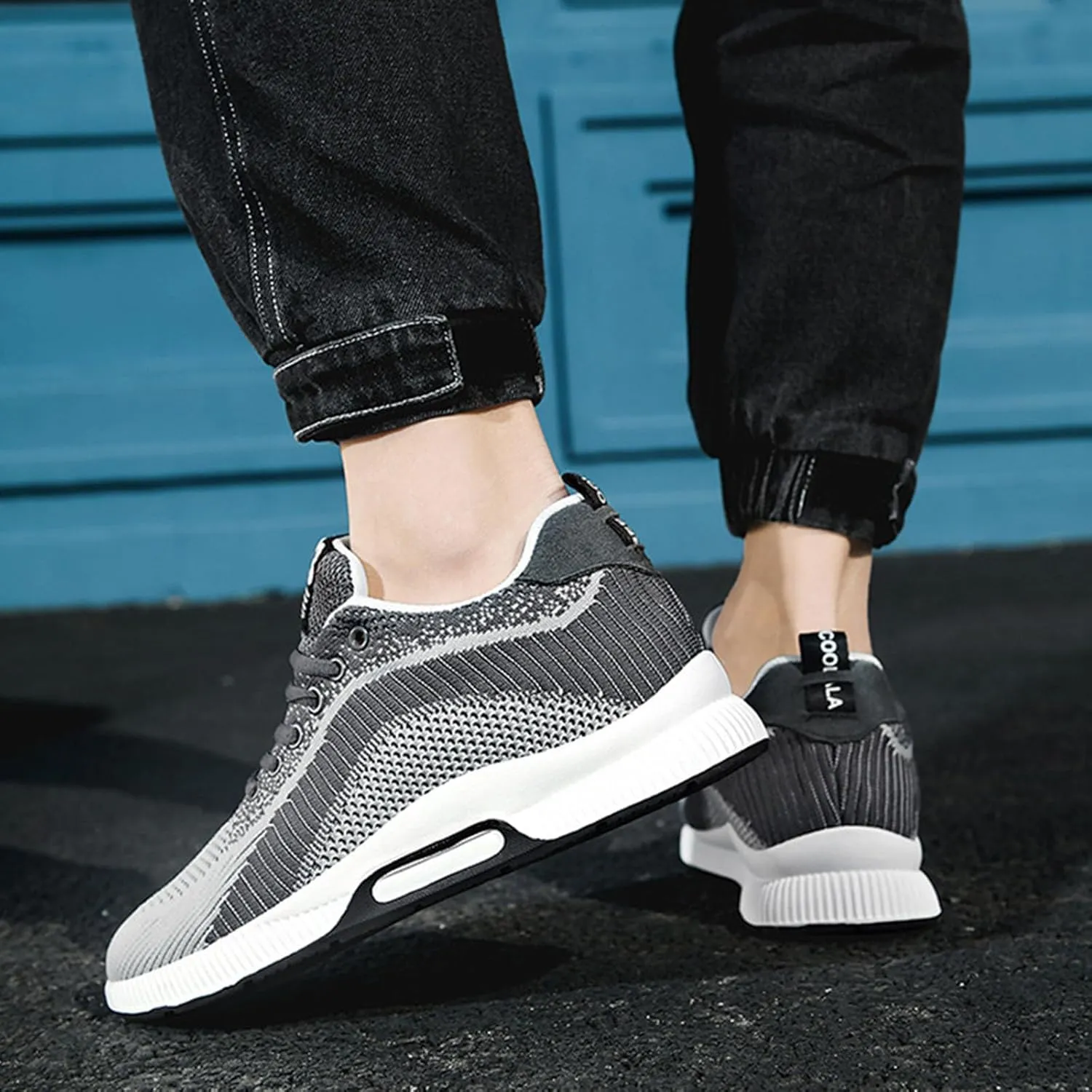 Mens Slip On Sneakers Non Slip Walking Shoes Lightweight Athletic Shoes Casual Running Shoe Increase Height 6/8/10CM