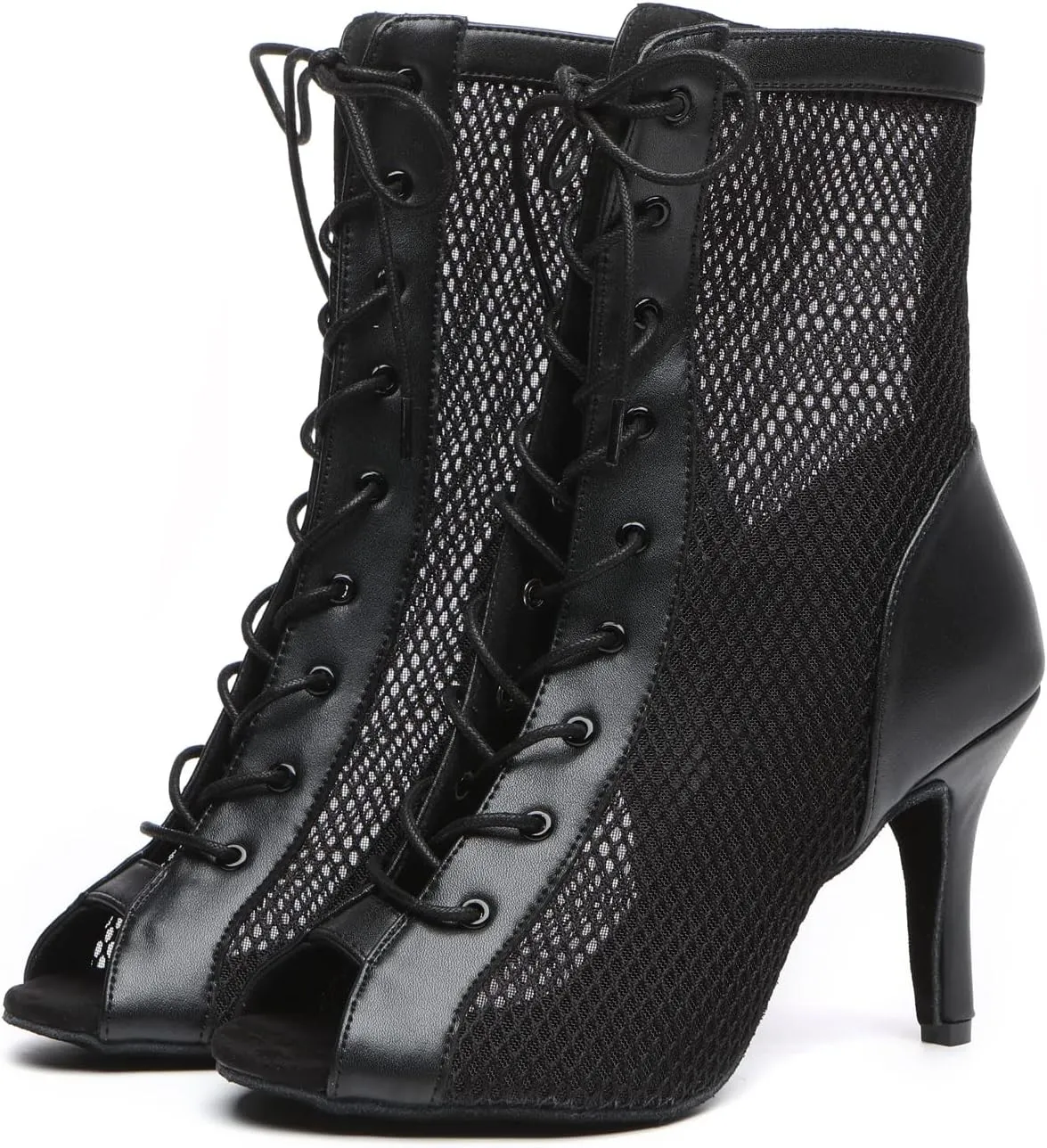 Minishion Sexy Dance Heels for Women Mesh Party Eveing Ankle Sandals Boots