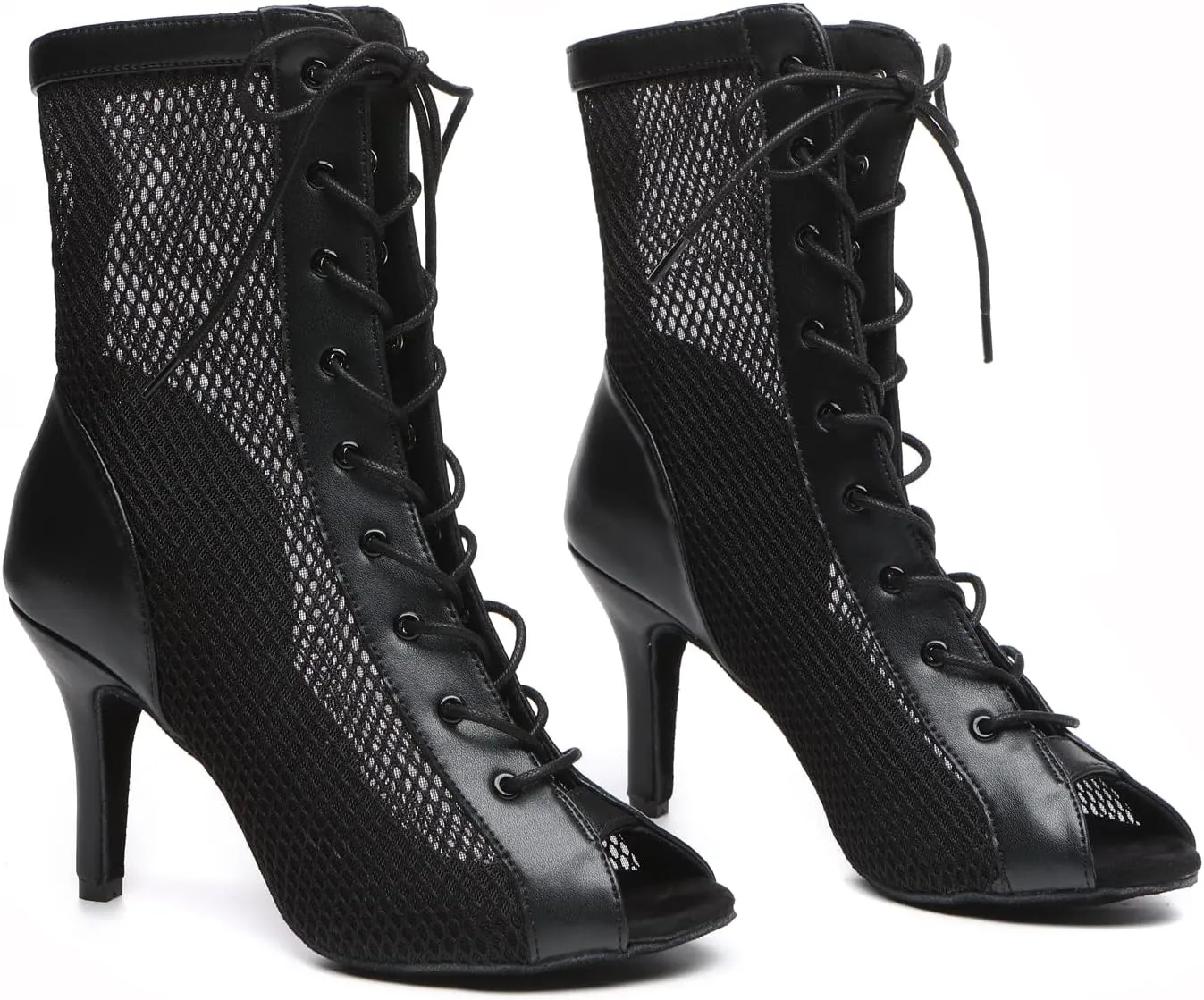 Minishion Sexy Dance Heels for Women Mesh Party Eveing Ankle Sandals Boots