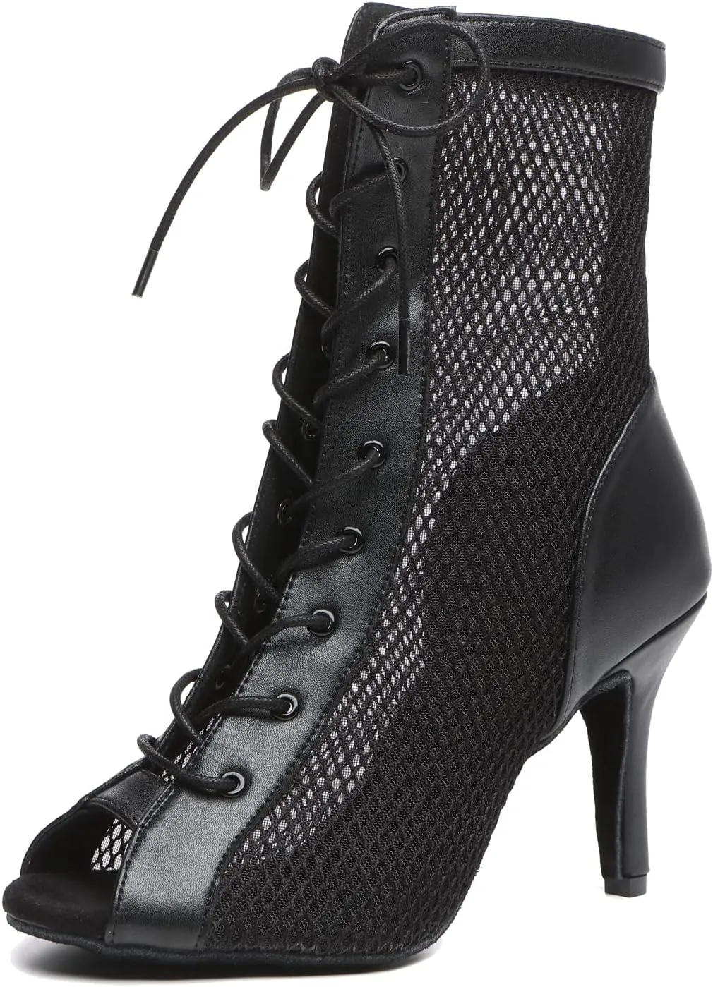 Minishion Sexy Dance Heels for Women Mesh Party Eveing Ankle Sandals Boots