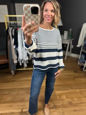 Most Importantly Striped Knit Top - Ivory/Navy