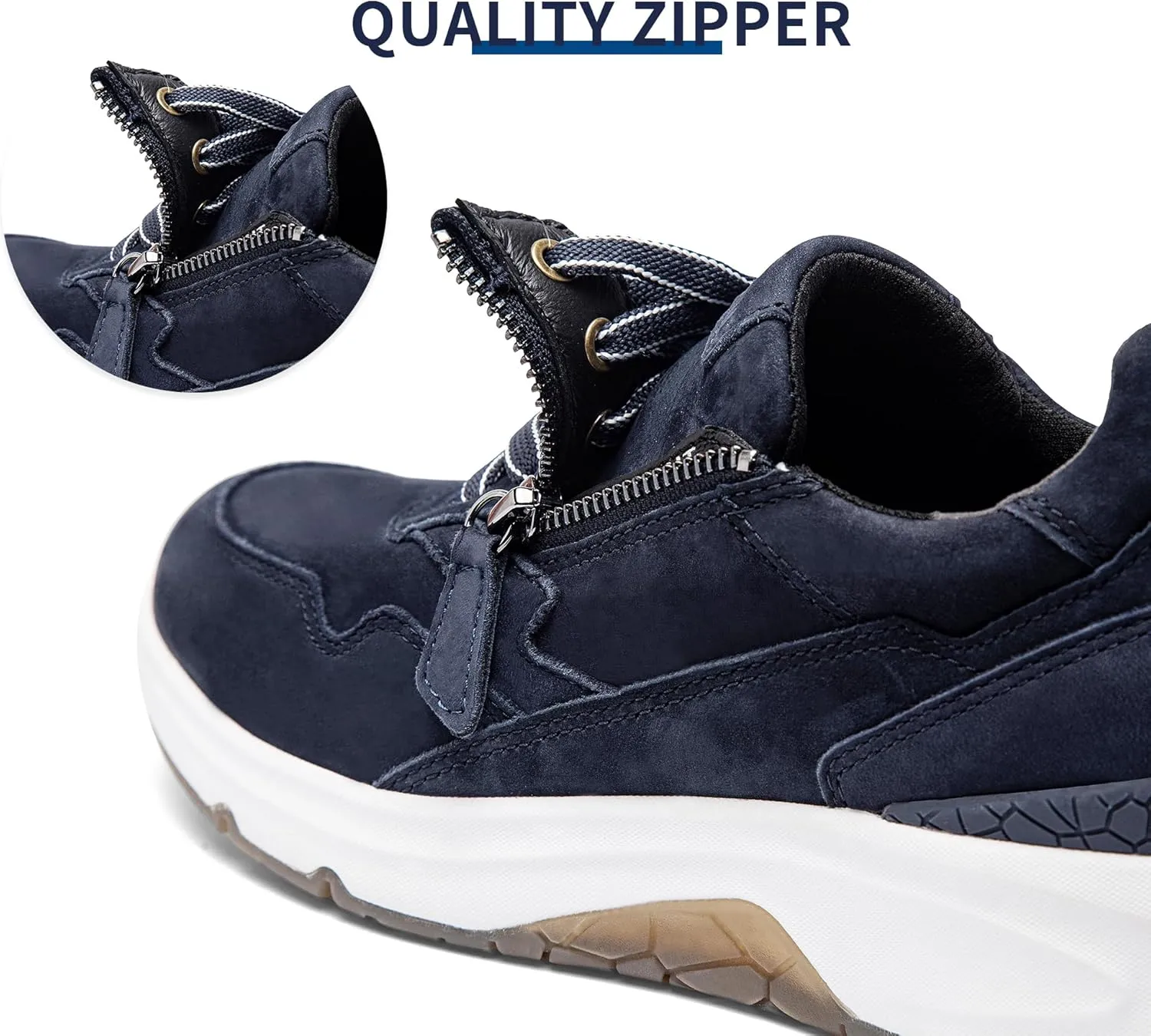 NACARAT Women's Genuine Leather Slip On Walking Shoes Fashion Sneaker with Side Zipper-1