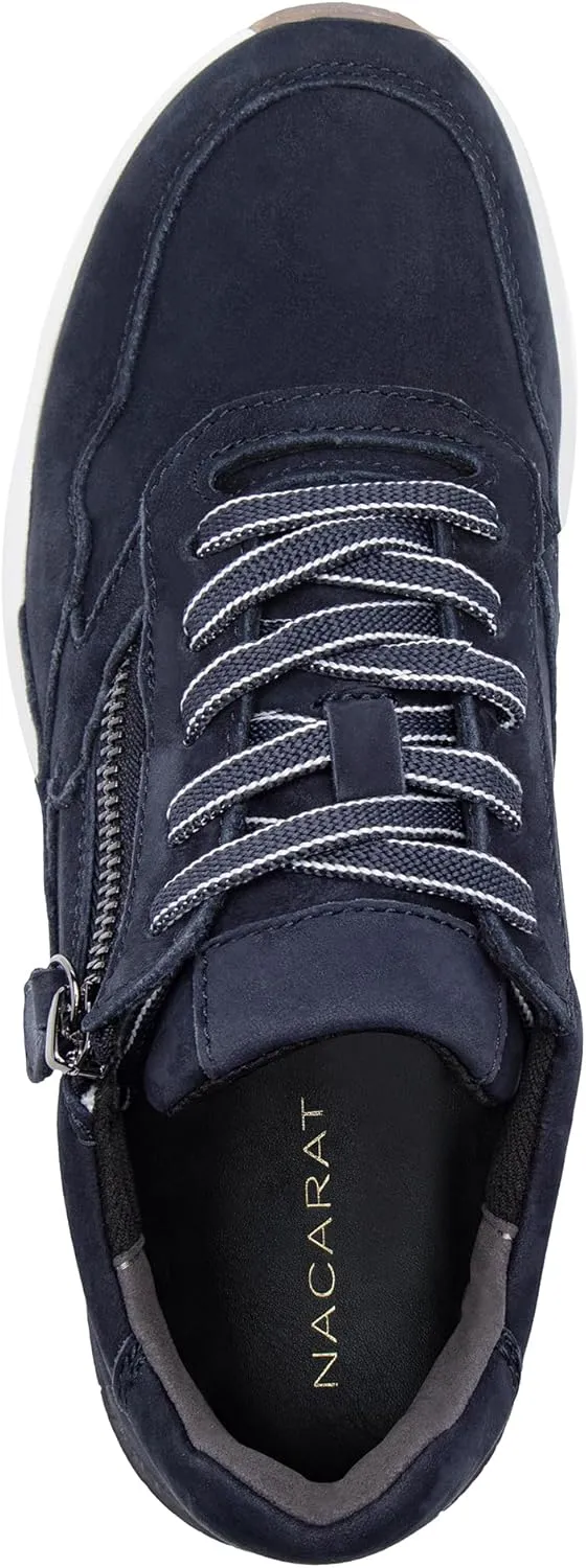 NACARAT Women's Genuine Leather Slip On Walking Shoes Fashion Sneaker with Side Zipper-1