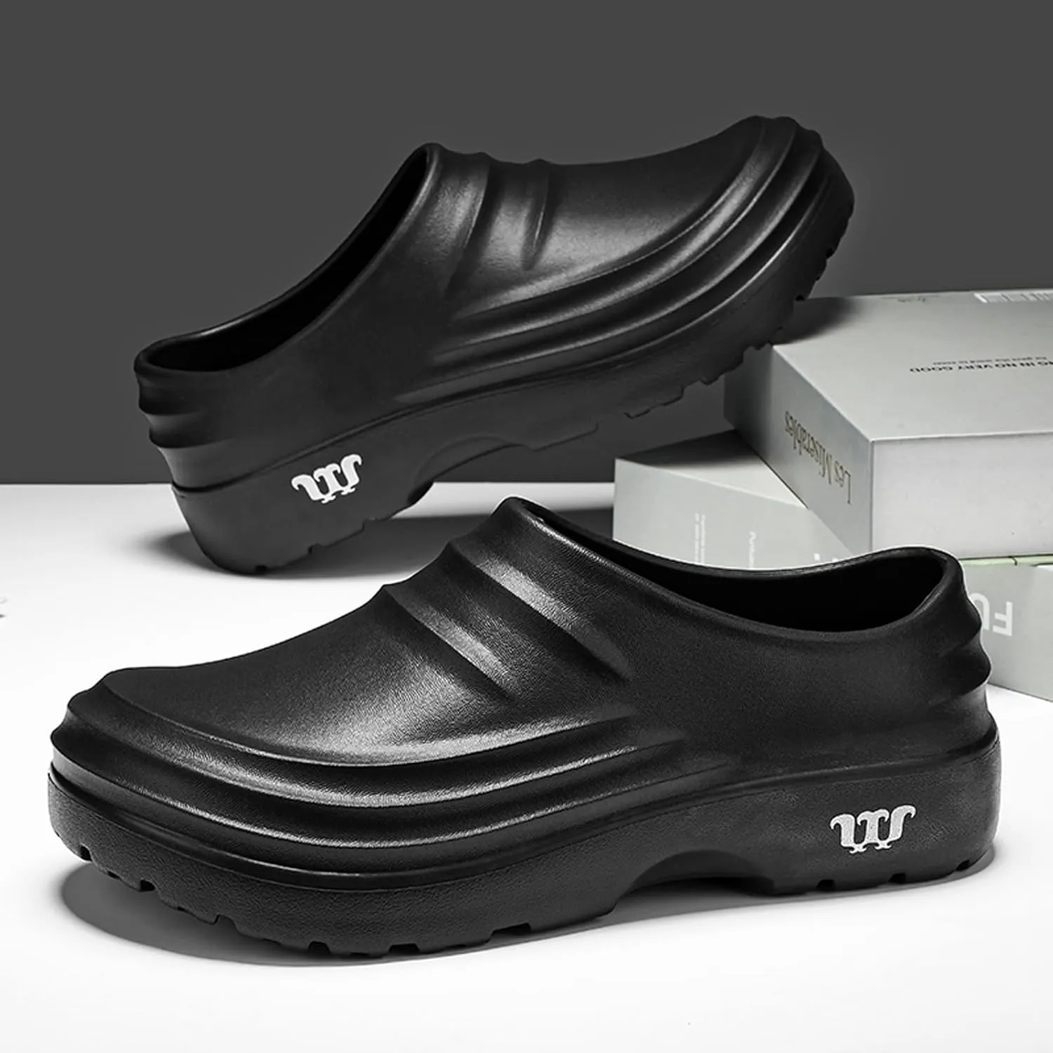 Non-Slip Kitchen Shoes for Men and Women-Oil Resistant Waterproof Chef Shoes with Rubber Anti-Skid SoleMen's Comfortable Work Mules & Clogs for Restaurant, Nursing, and Industrial Use