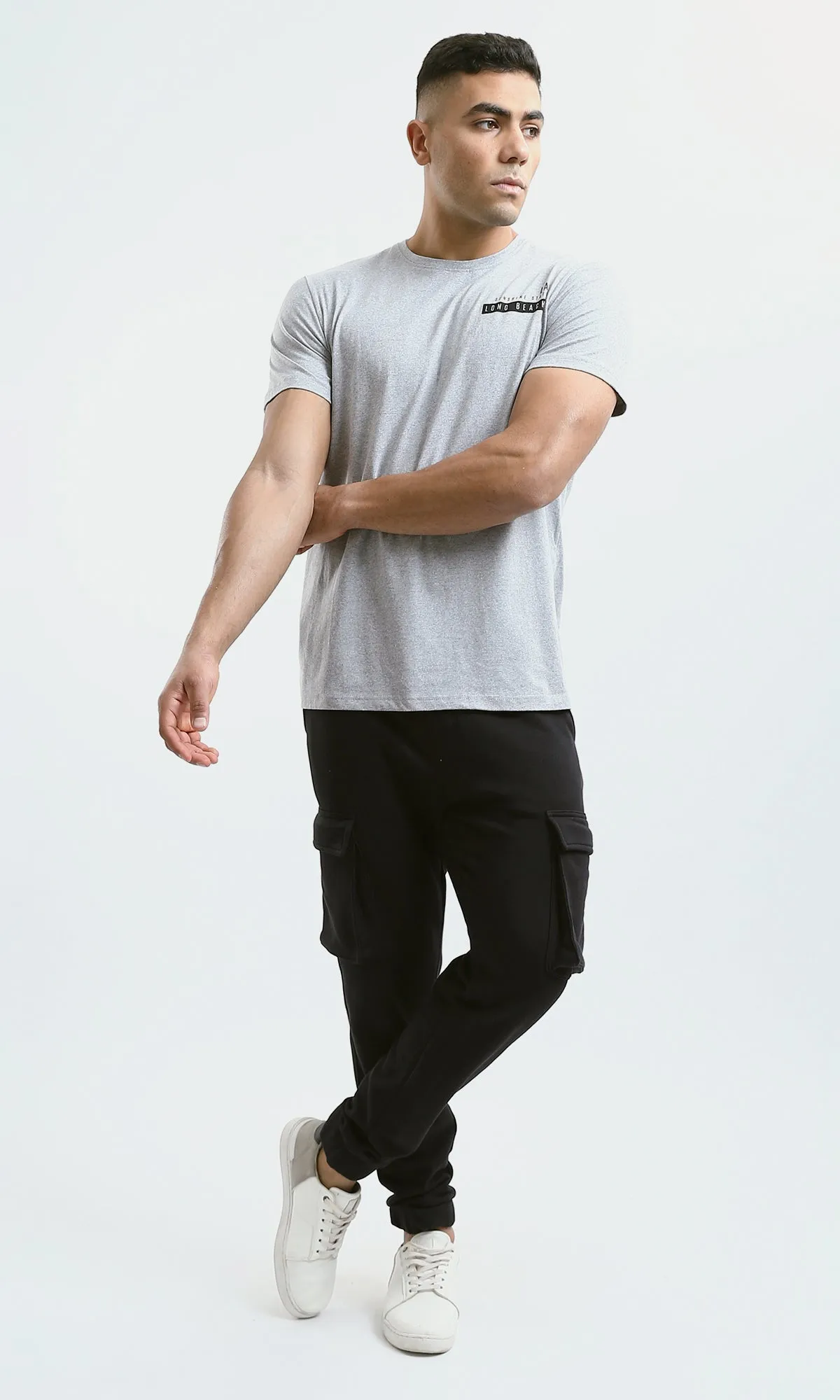 O179014 Simple Print "Long Beach" Regular Fit Tee