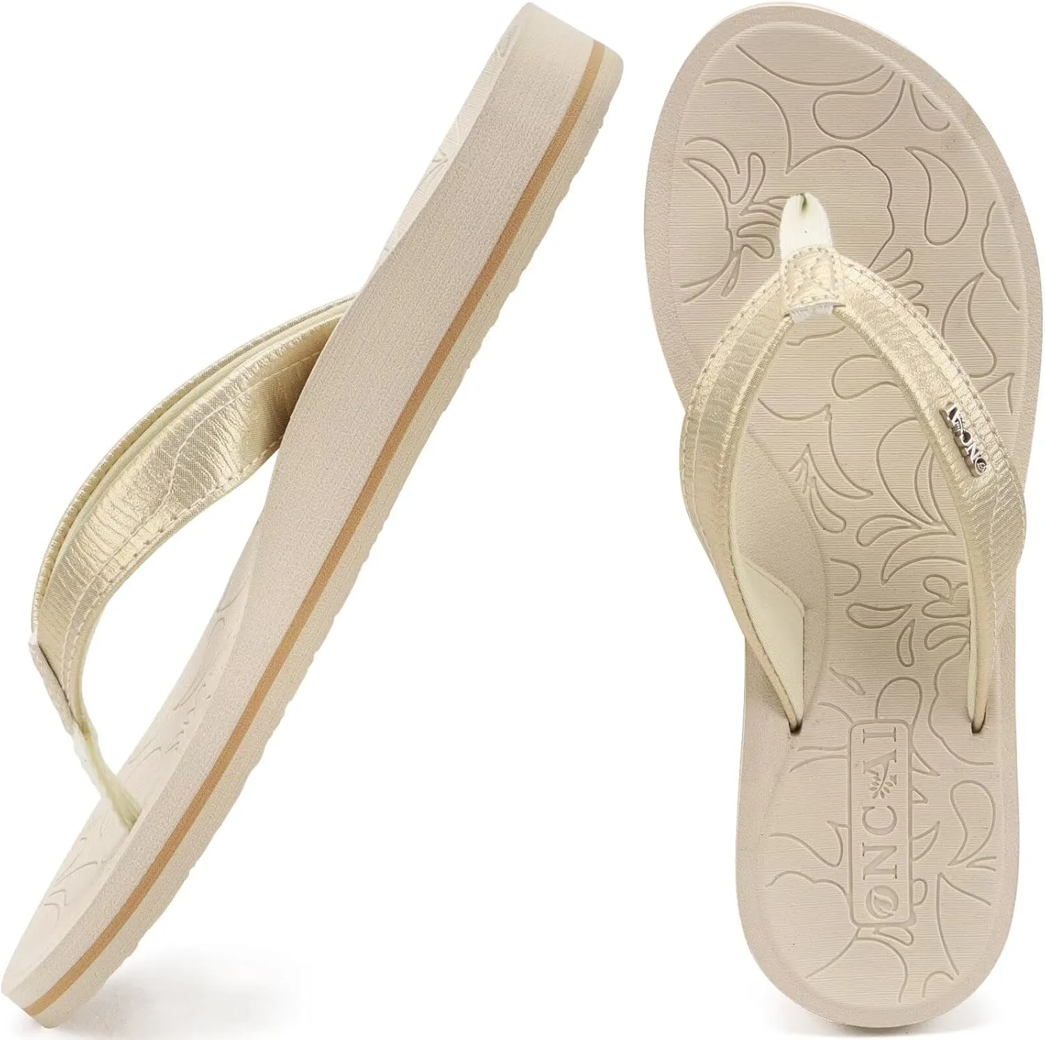 ONCAI Women's Flip Flops Comfortable Summer Beach Thong Sandals for Women with Cushion Walking Arch Support Yoga Mat Indoor Outdoor Soles