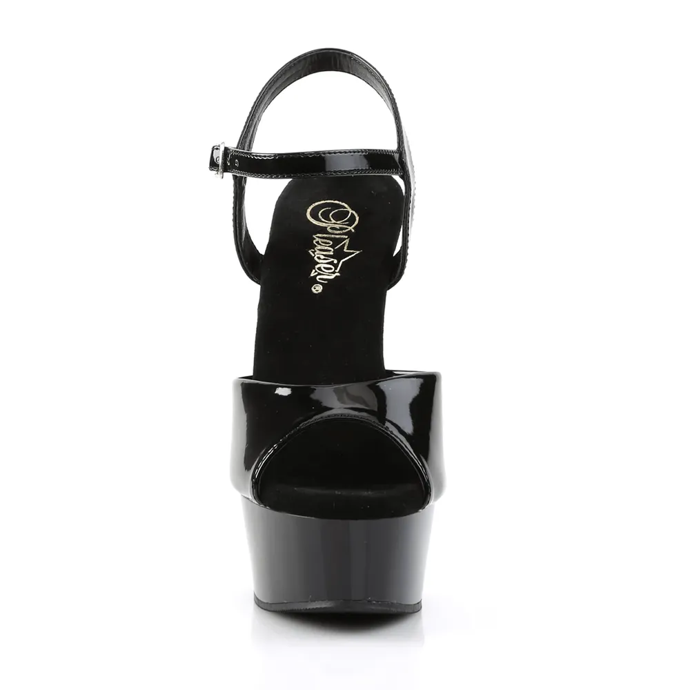 PLEASER Chic Black Peep-Toe Stiletto Platform Sandals