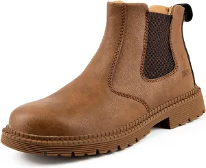 Steel Toe Work Boots for Men Slip-On Chelsea Boot, Men's Industrial & Construction Shoes, Waterproof, Lightweight, Comfortable, Non-Slip Safety Shoes