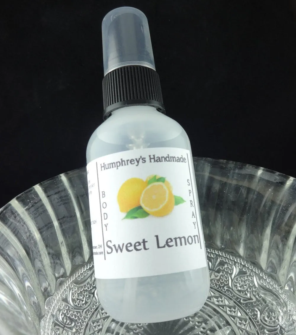 SWEET LEMON Body Spray | Lemon Sugar | 2 oz 4 oz | Citrus Yuzu Mandarine Lychee