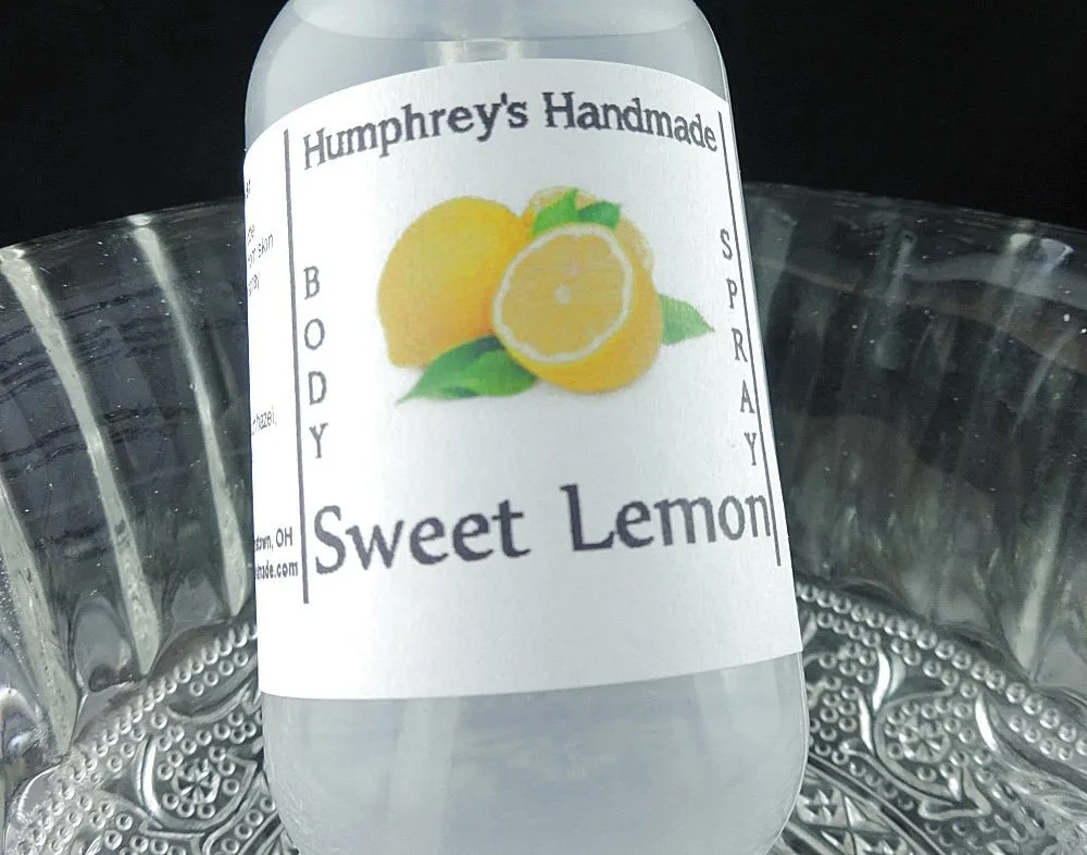 SWEET LEMON Body Spray | Lemon Sugar | 2 oz 4 oz | Citrus Yuzu Mandarine Lychee