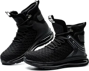 SYLPHID Men Steel Toe Sneakers Women Safety Shoes High top Work Shoe with Air Cushion Lightweight Breathable Puncture Proof