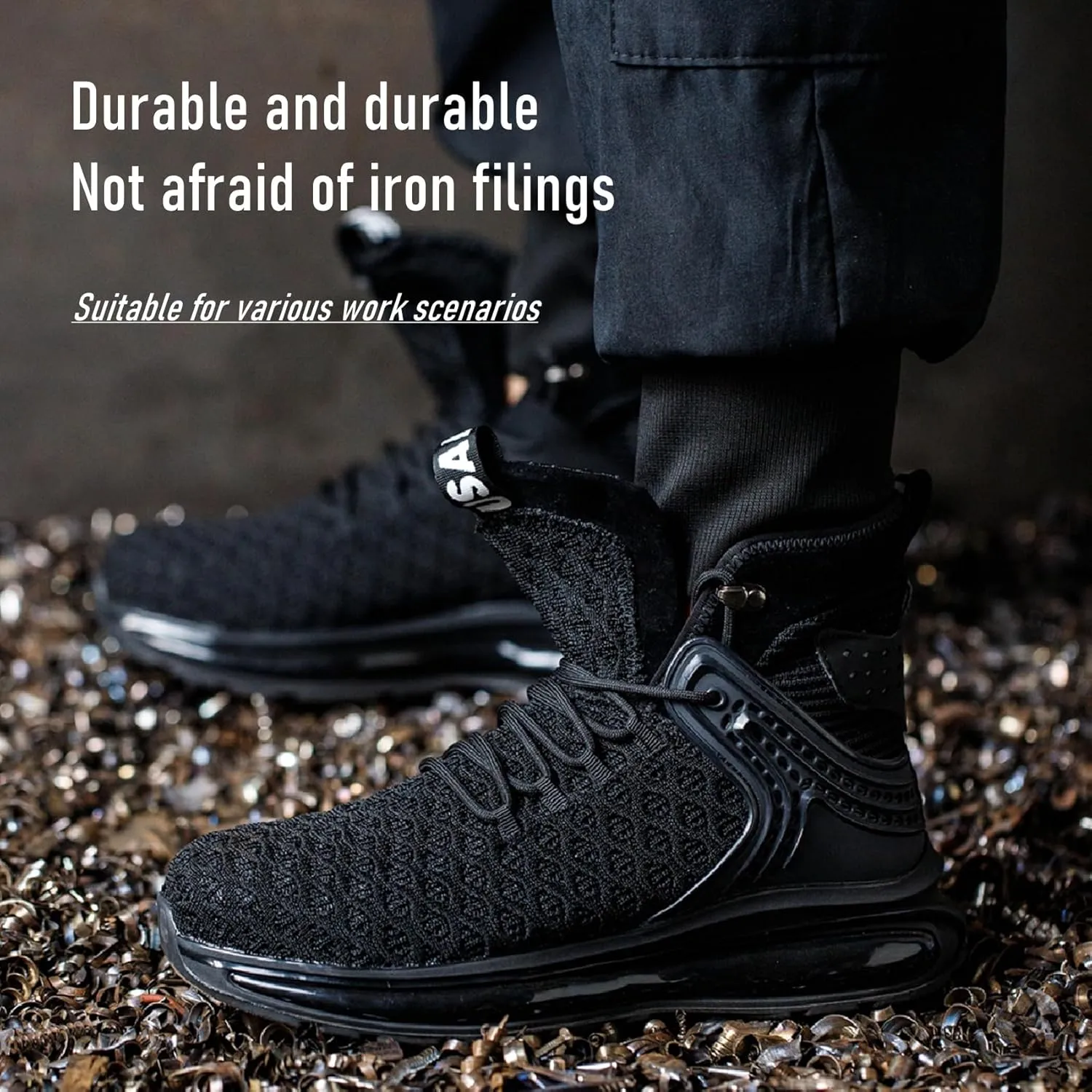 SYLPHID Men Steel Toe Sneakers Women Safety Shoes High top Work Shoe with Air Cushion Lightweight Breathable Puncture Proof