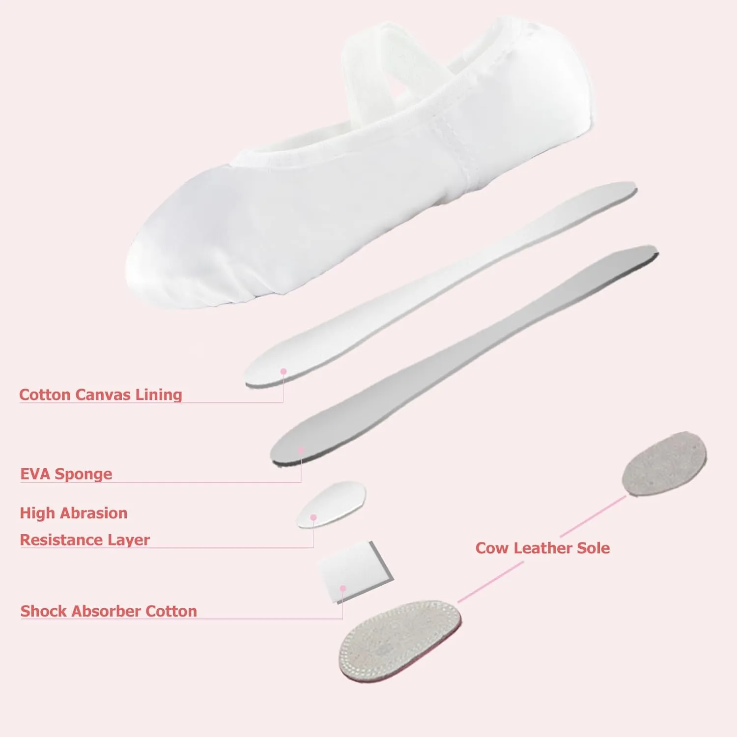 TRIPLE DEER Ballet Shoes for Girls, Satin Dance Practice Slippers Split Soft Leather Flat Sole Yoga Gymnastics Shoes (Toddler/Little/Big Kid)