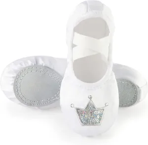 TRIPLE DEER Ballet Shoes for Girls, Satin Dance Practice Slippers Split Soft Leather Flat Sole Yoga Gymnastics Shoes (Toddler/Little/Big Kid)