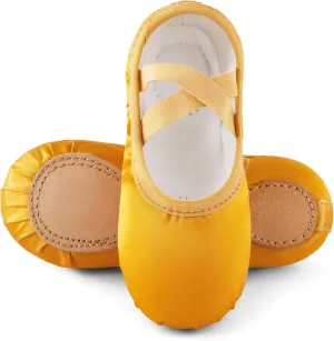 TRIPLE DEER Ballet Shoes for Girls, Satin Dance Practice Slippers Split Soft Leather Flat Sole Yoga Gymnastics Shoes (Toddler/Little/Big Kid)