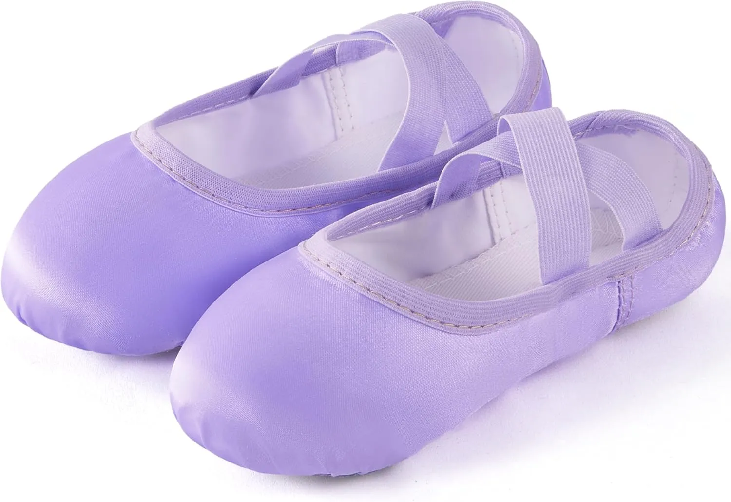 TRIPLE DEER Ballet Shoes for Girls, Satin Dance Practice Slippers Split Soft Leather Flat Sole Yoga Gymnastics Shoes (Toddler/Little/Big Kid)