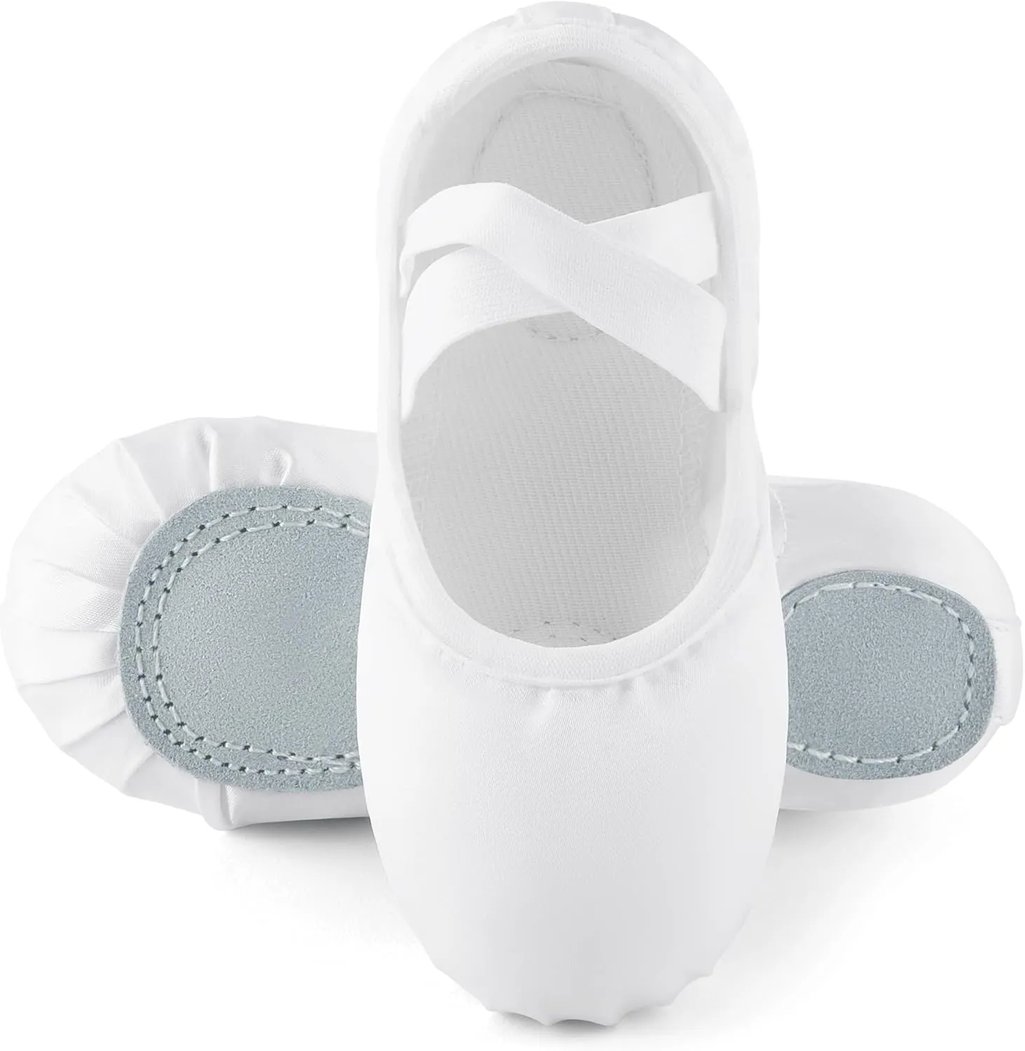 TRIPLE DEER Ballet Shoes for Girls, Satin Dance Practice Slippers Split Soft Leather Flat Sole Yoga Gymnastics Shoes (Toddler/Little/Big Kid)