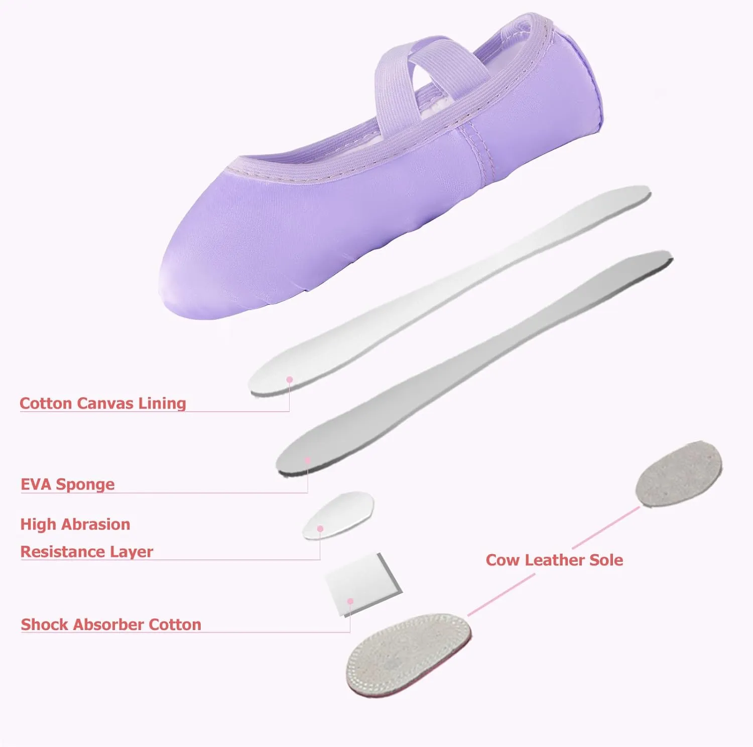 TRIPLE DEER Ballet Shoes for Girls, Satin Dance Practice Slippers Split Soft Leather Flat Sole Yoga Gymnastics Shoes (Toddler/Little/Big Kid)
