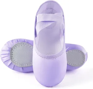 TRIPLE DEER Ballet Shoes for Girls, Satin Dance Practice Slippers Split Soft Leather Flat Sole Yoga Gymnastics Shoes (Toddler/Little/Big Kid)