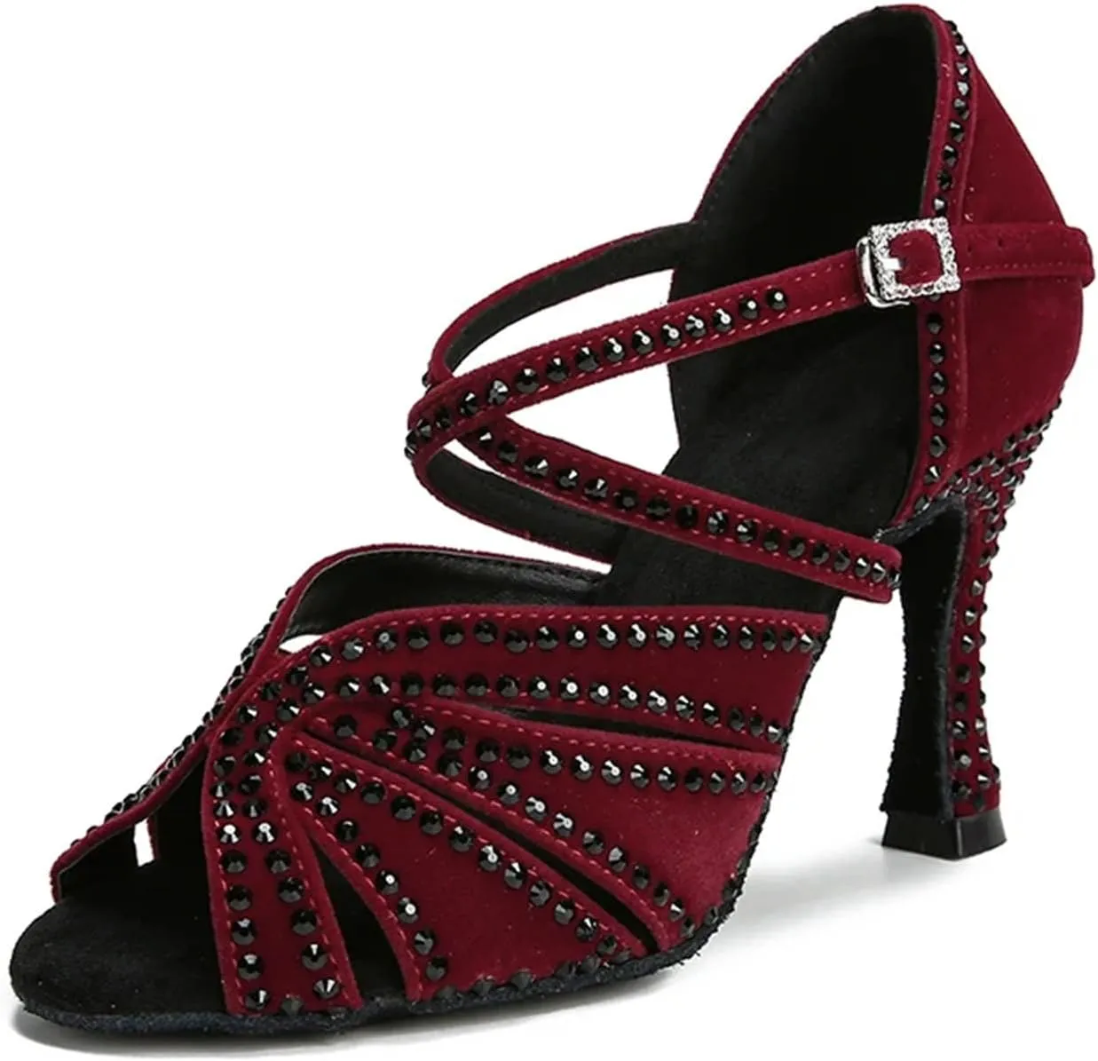 Water Platform Latin Dance Shoes - Rhinestone Sandals with 9CM (3.54") Heels for Party & Ballroom