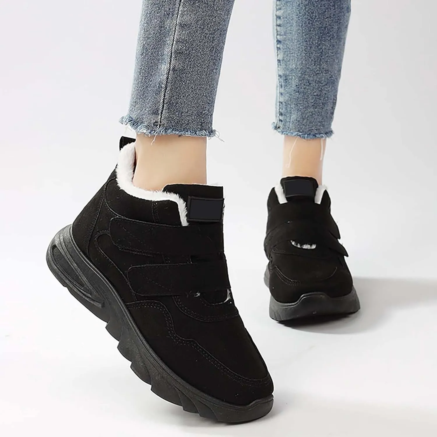 Women Snow Ankle Boots Mid Calf Boots for Women Plush Lined Walking Shoes Non Slip Runing Shoes Winter Boots