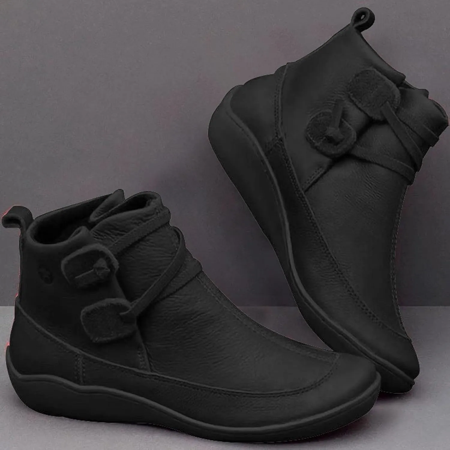 Womens Booties Ankle Western Booties for Women Flat Cowboy Boots for Women Womens Bootie Low Heel Cover Heel Round Toe Chunky Block Low Heel Vintage