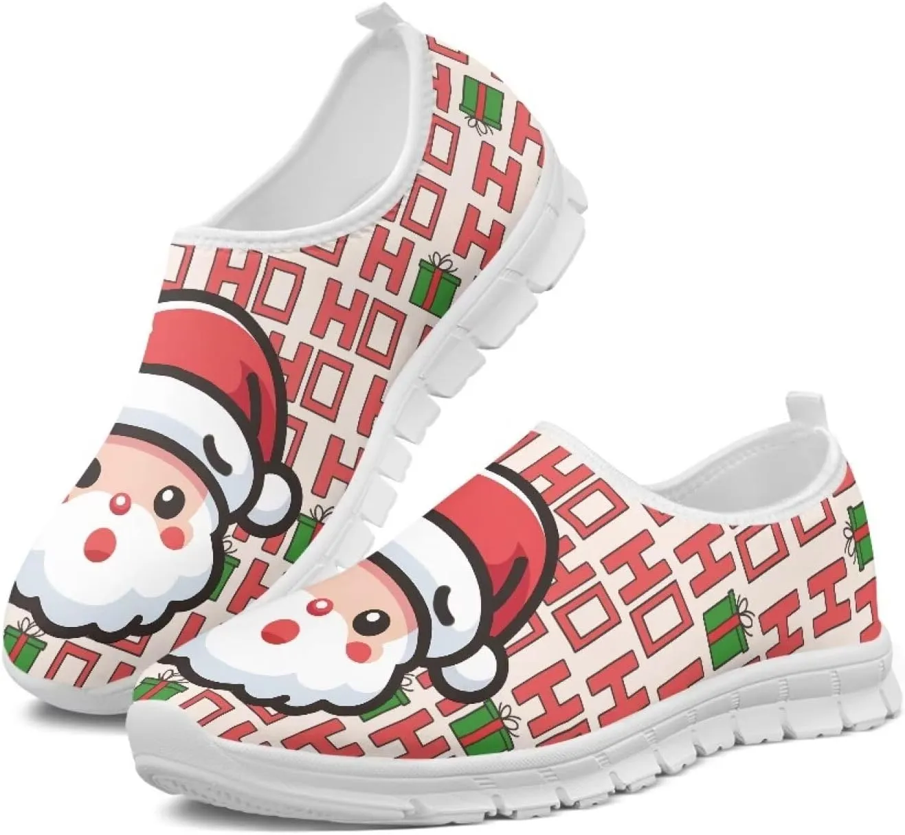 Women's Christmas Sneaker Casual Low Top Cozy Shoes Slip On Lightweight Anti-Skid Workout Walking Sneaker for Women US 5.5-11.5