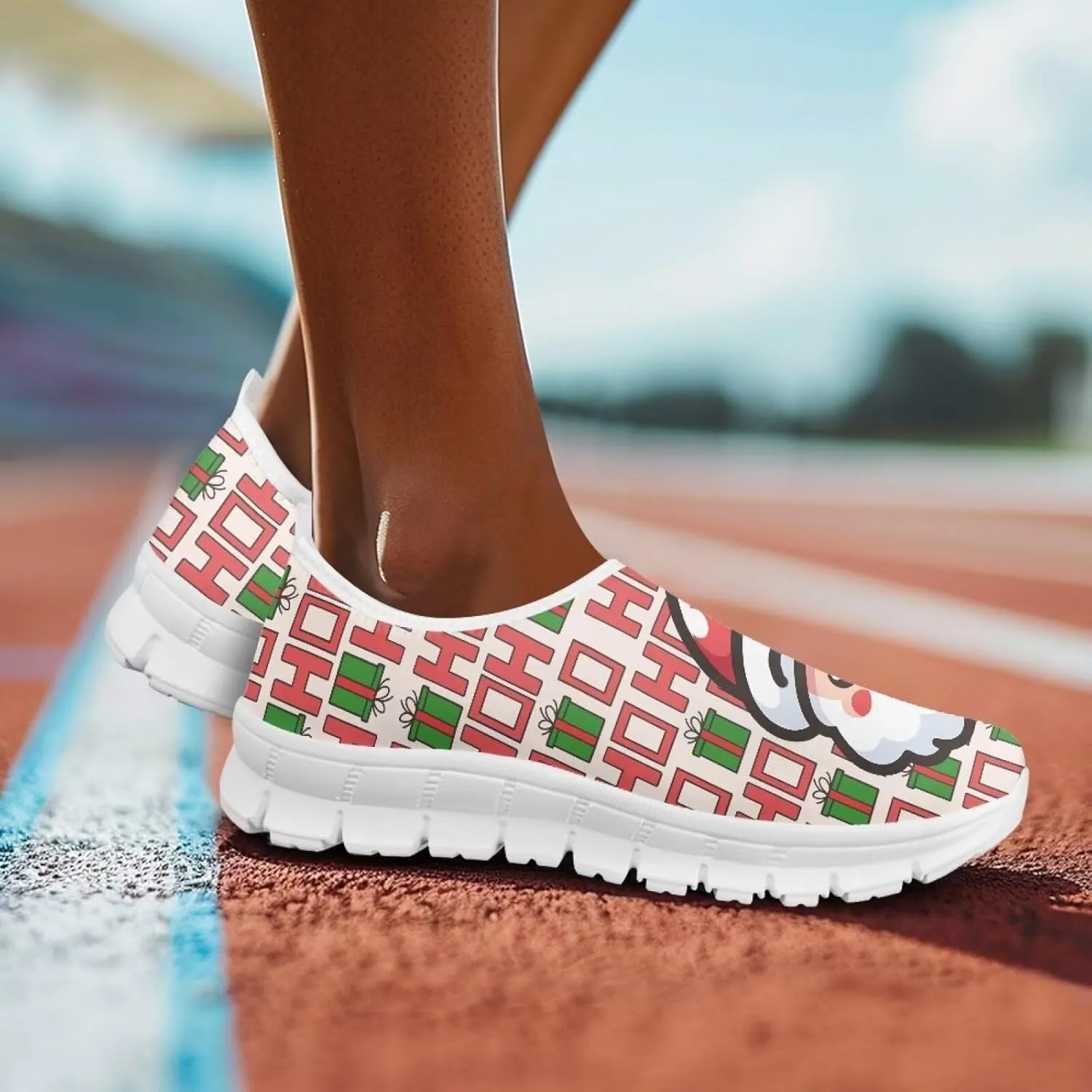 Women's Christmas Sneaker Casual Low Top Cozy Shoes Slip On Lightweight Anti-Skid Workout Walking Sneaker for Women US 5.5-11.5
