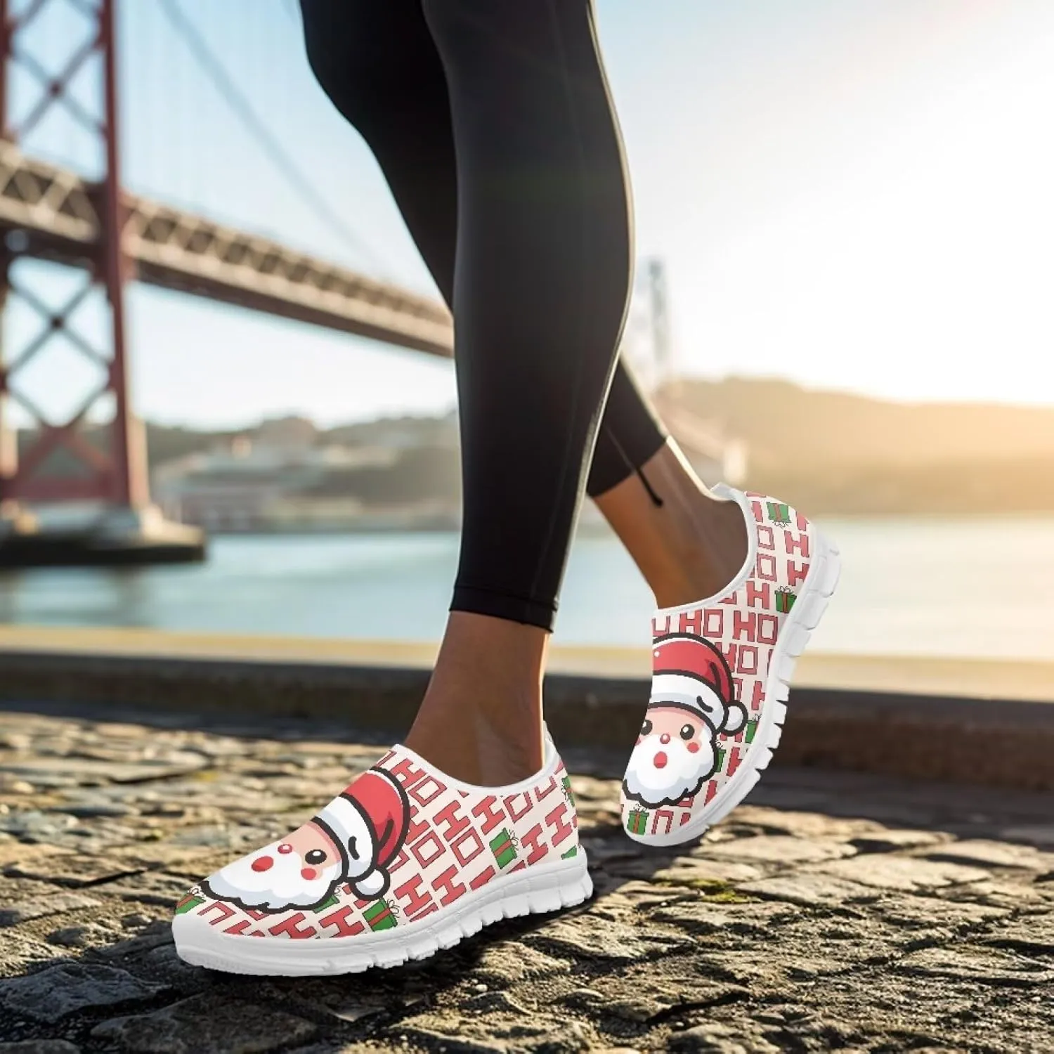 Women's Christmas Sneaker Casual Low Top Cozy Shoes Slip On Lightweight Anti-Skid Workout Walking Sneaker for Women US 5.5-11.5