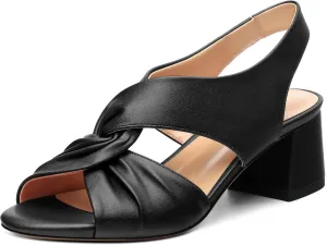 Womens Chunky Block Heels Sandals,Round Open Toe High Heeled Sandals,matte Slip On Ankle Strap Mid Sandals,leisure Dress Party Wedding Shoes 2 In