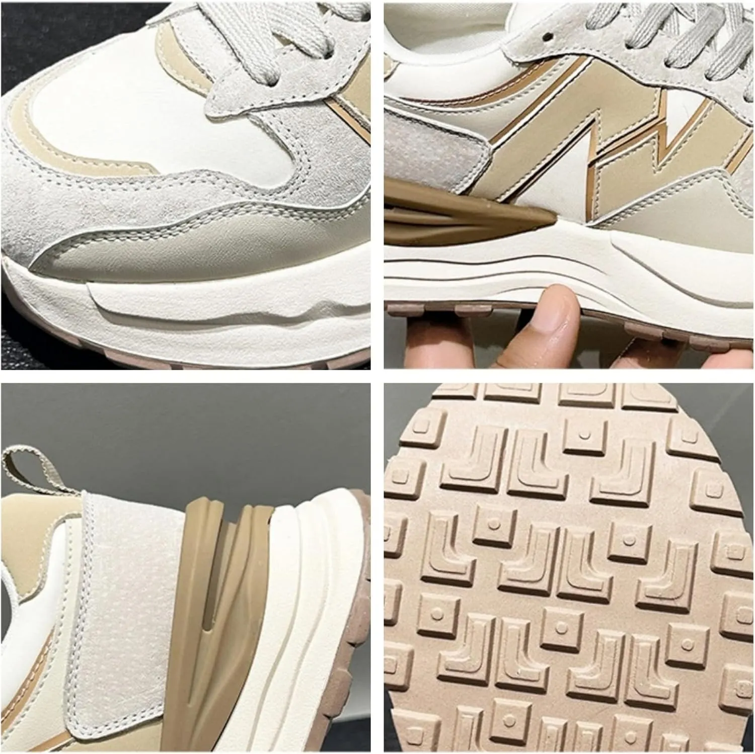 Womens Fashion Breathable Leather Platform Lace-Up Sneakers Lightweight Retro Non Slip Round Toe Workout Sport Shoes for Tennis Walking Driving Daily