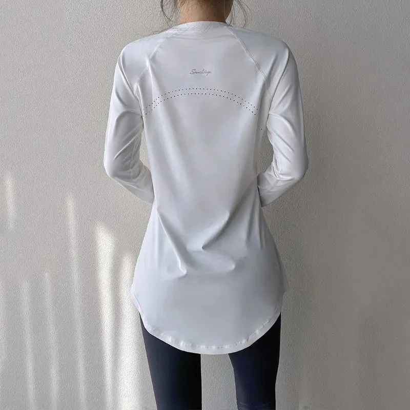 Women's Long Sleeve Yoga Top - Breathable & Quick Dry