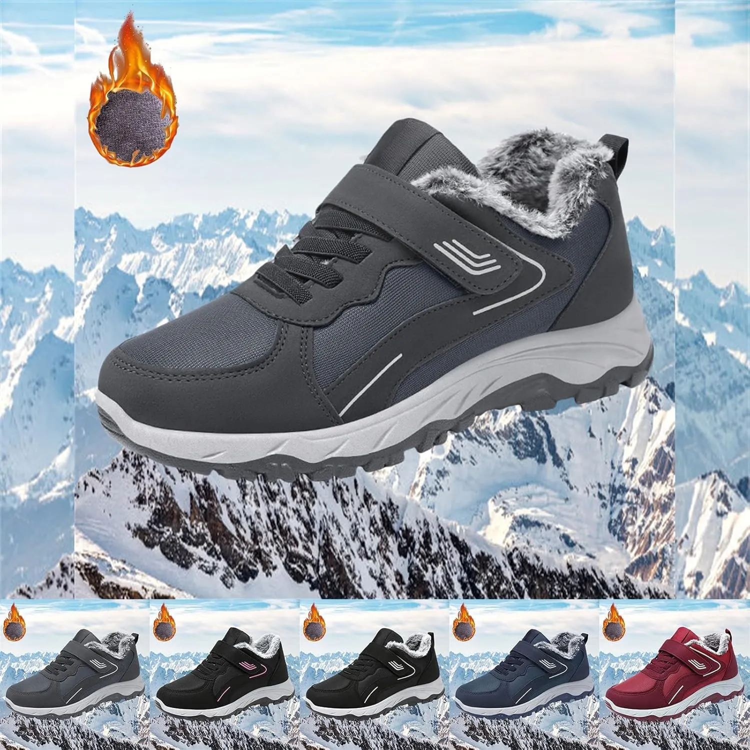 Womens Mens Snow Boots Winter Warm Plush Lined Ankle Booties Waterproof Insulated Slip On Outdoor Shoes