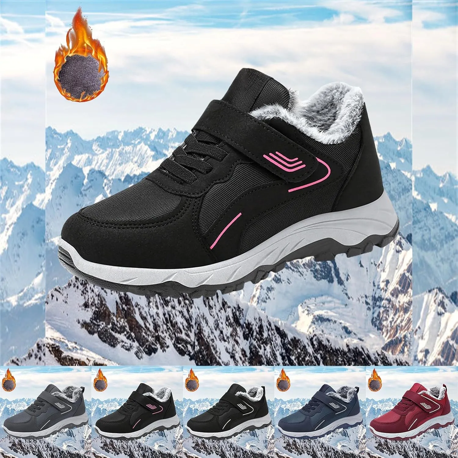 Womens Mens Snow Boots Winter Warm Plush Lined Ankle Booties Waterproof Insulated Slip On Outdoor Shoes