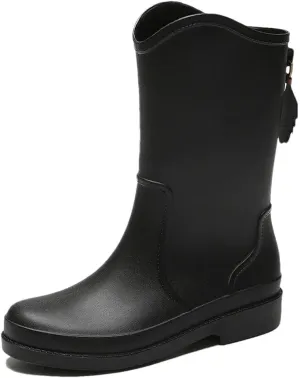 Women's Rain Boots Waterproof Garden Mid Calf Rain Shoes Anti-Slipping Rainboots For Outdoor Work