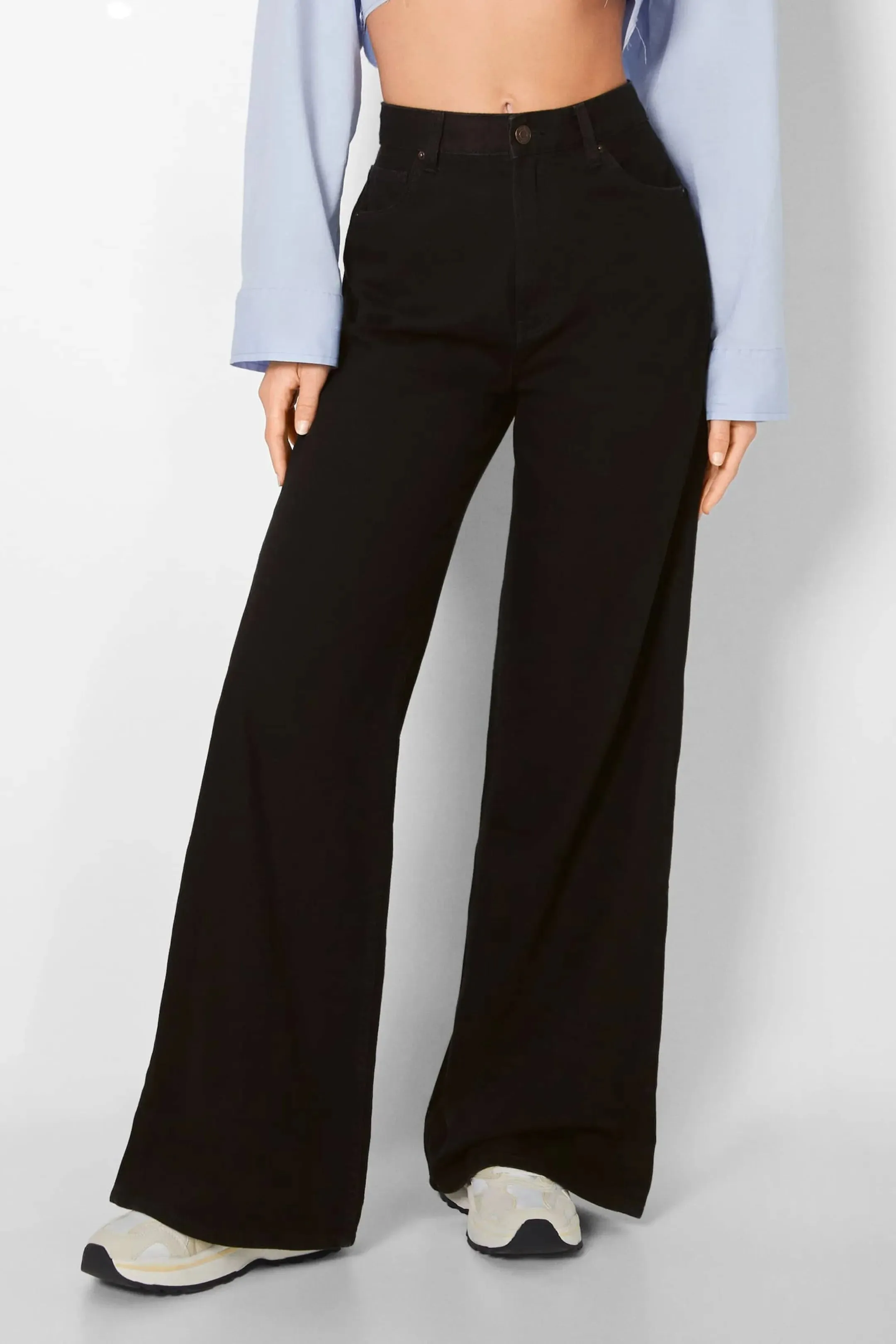 ZARA Pure Black Wide-Leg Jeans